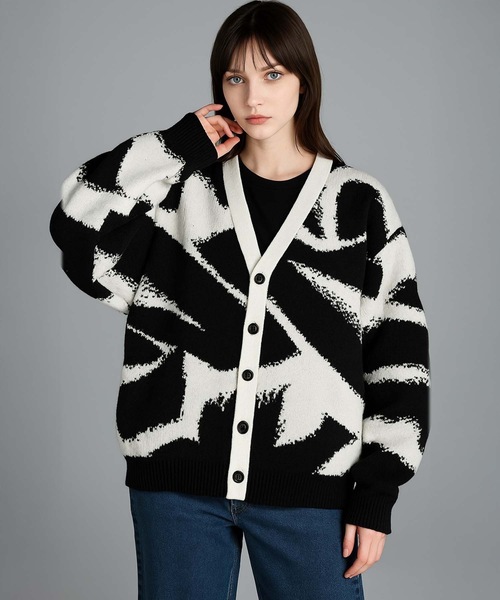 MONOCHROME カーディガン アブストラクトジャカードカーディガン