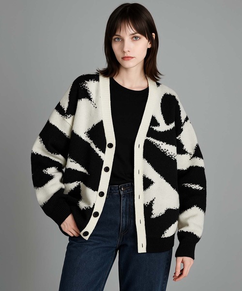 MONOCHROME カーディガン アブストラクトジャカードカーディガン