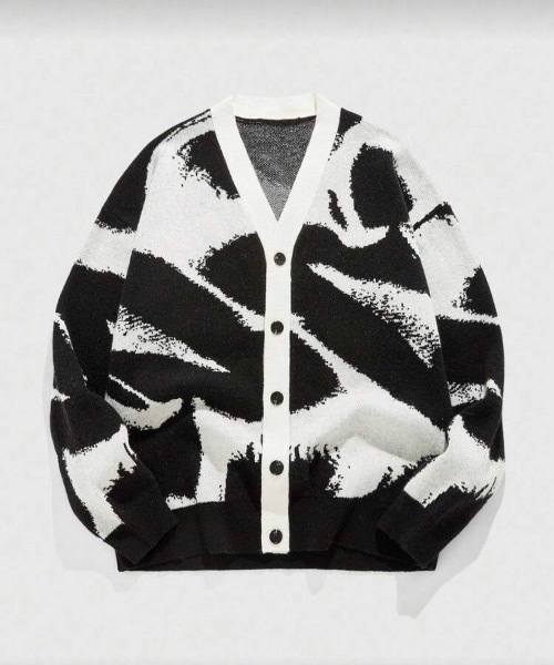 MONOCHROME カーディガン アブストラクトジャカードカーディガン