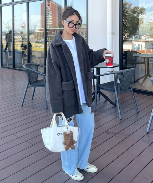 CHERI since1985 ムートンコート ボアコート ステンカラーエコ