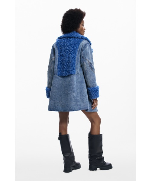 Desigual（デシグアル） コート チェスターコート ファー×デニムワイド