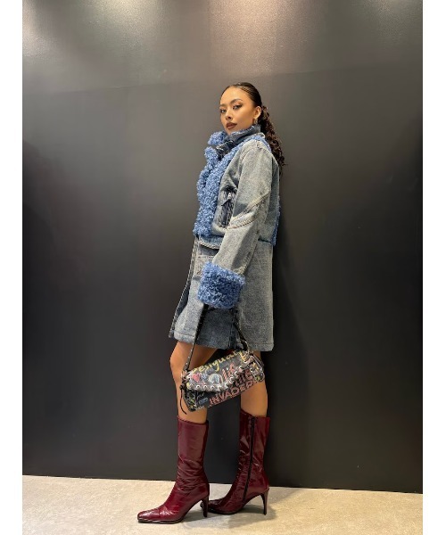 Desigual（デシグアル） コート チェスターコート ファー×デニムワイド