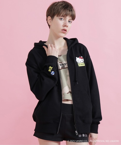 AVIREX × HELLO KITTY コラボパーカー Sサイズ ブラック AVIREX（アヴィレックス） パーカー 「AVIREX×HELLO KITTY」HOODIE