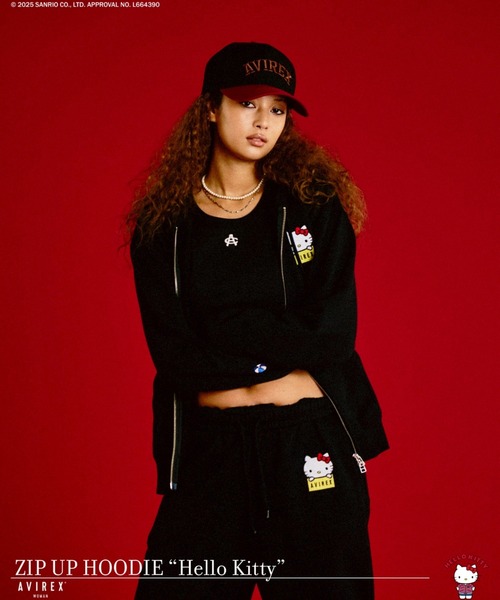 AVIREX × HELLO KITTY コラボパーカー Sサイズ ブラック AVIREX×HELLO KITTY》HOODIE | AVIREX（アヴィレックス） ｜【公式