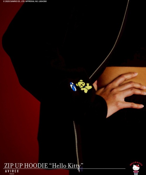 AVIREX × HELLO KITTY コラボパーカー Sサイズ ブラック AVIREX×HELLO KITTY》HOODIE | AVIREX（アヴィレックス） ｜【公式
