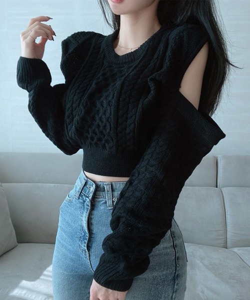 「Jasmine Grandiflorum」 長袖ニット FREE ブラック レディース_画像6