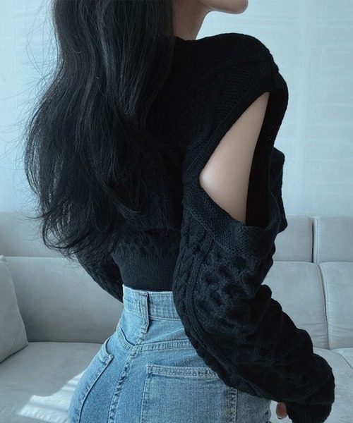 「Jasmine Grandiflorum」 長袖ニット FREE ブラック レディース_画像8