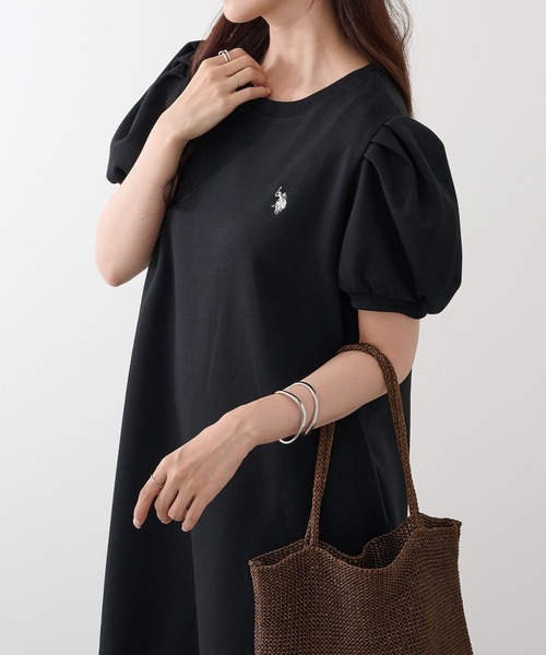 Polo Ralph Lauren ブラック 半袖フレアワンピース U.S. POLO ASSN.（ユーエスポロアッスン） ワンピース 「U.S. POLO
