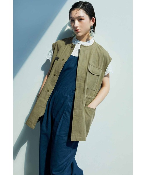 「MEDE19F」 ベスト 1 カーキ レディース_画像2