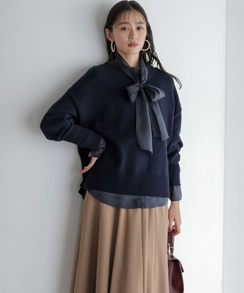 「組曲」 長袖ブラウス 6 ネイビー レディース_画像5