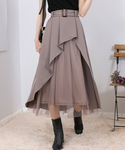 「pumpkin port」 フレアスカート MEDIUM グレー レディース_画像2