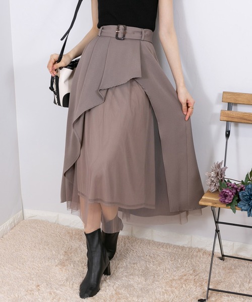 「pumpkin port」 フレアスカート MEDIUM グレー レディース_画像3