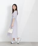 ワンピース シフォン楊柳ギャザーワンピース /...の詳細画像2