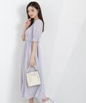 ワンピース シフォン楊柳ギャザーワンピース /...の詳細画像4