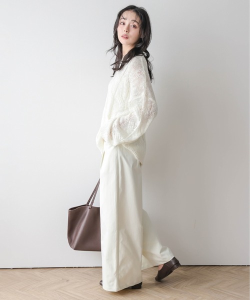 Lajour ワイドパンツ パンツ フロントポケット タックワイドパンツ