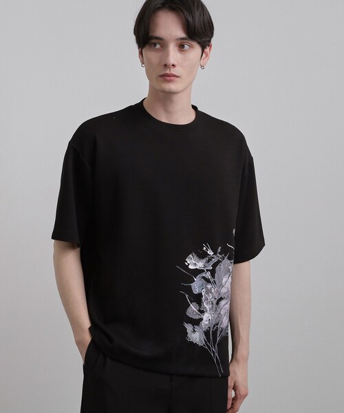 【新品タグ付】完売品 FJ氏企画 サンフェード ブラック ポケットTシャツ M tk.TAKEO KIKUCHI（ティーケータケオキクチ） tシャツ リーフエンブロ