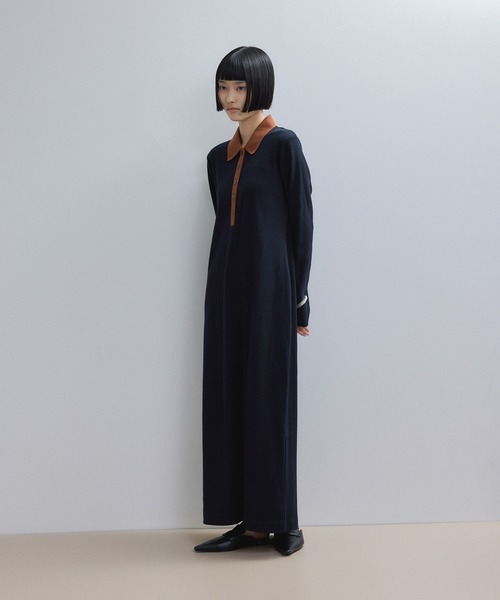 「ADAM ET ROPE'」 長袖ワンピース S ダークブラウン レディースの画像