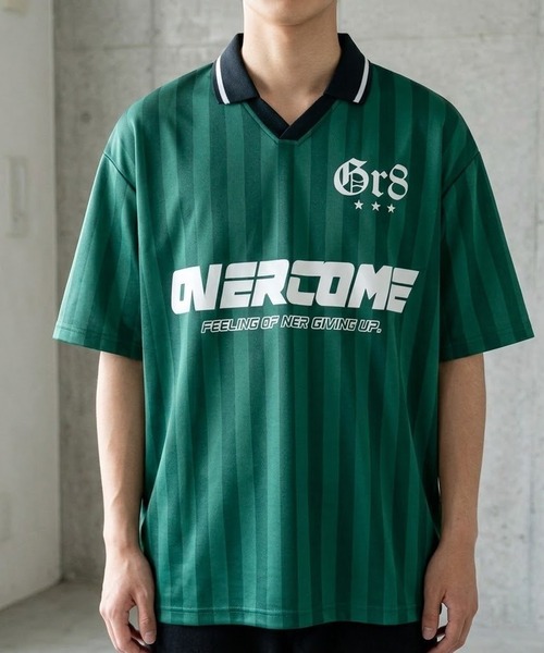8 tシャツ ストライプ襟付きサッカーTシャツ メンズ レディース