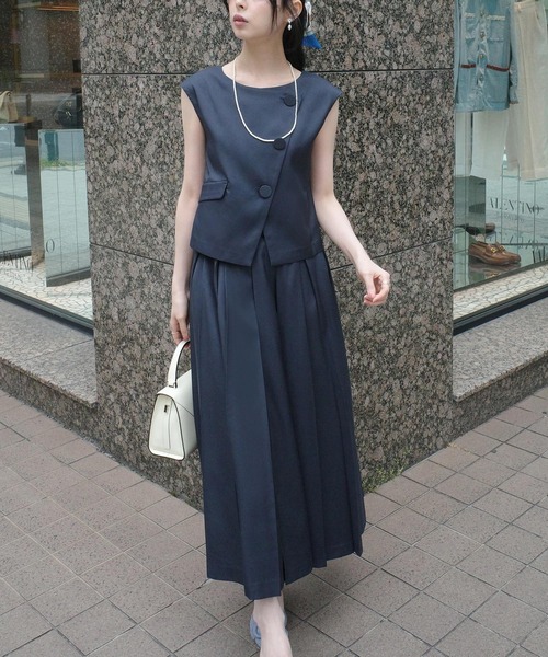 SARASAさん専用　衿付きアシンメトリージャケットLL&パンツ Lセット RUIRUE BOUTIQUE（ルイルエブティック） セットアップ 洗える