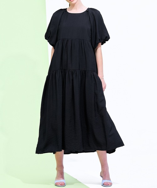 AD2018 commedesgarcons 変形サテンブラックワンピース コブ coca（コカ） ワンピース 夏 サテンティアードワンピース : ZOZOTOWN