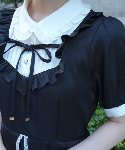 axes femme POETIQUE ワンピース 半袖 バイカラーリボンセットアップ