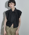 ブラウス シャツ レース刺繍ドロストヘムノース...の詳細画像1