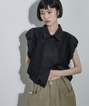 ブラウス シャツ レース刺繍ドロストヘムノース...の詳細画像3