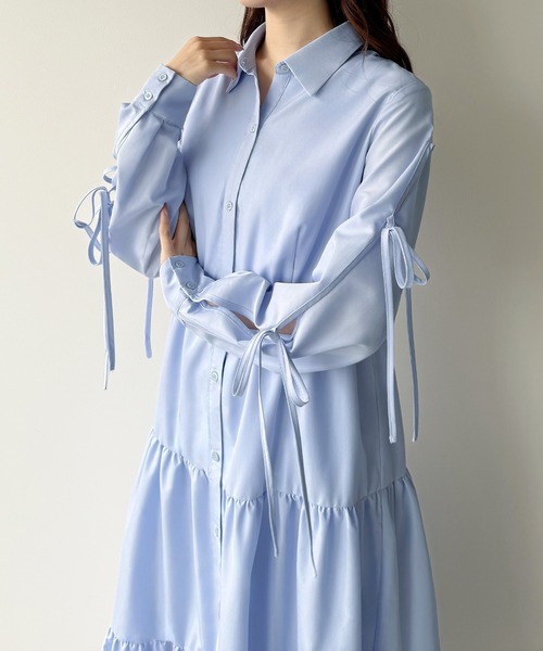「mipiarl」 長袖ワンピース SMALL ブルー レディース_画像6