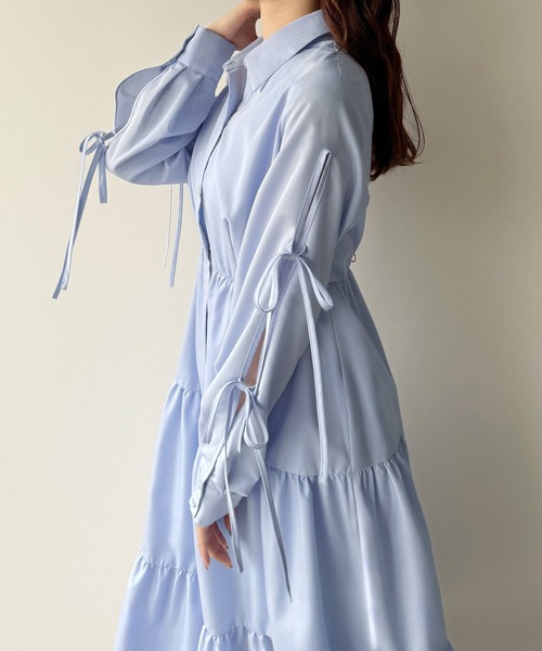 「mipiarl」 長袖ワンピース SMALL ブルー レディース_画像8