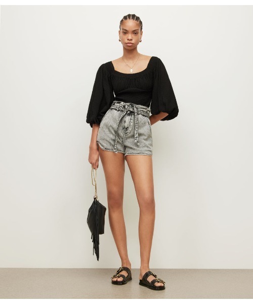 「ALLSAINTS」 7分袖カットソー 6 ブラック レディース_画像4