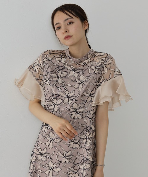 「J by blue」 半袖ワンピース MEDIUM ピンクベージュ レディース_画像3