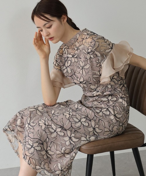 「J by blue」 半袖ワンピース MEDIUM ピンクベージュ レディース_画像4