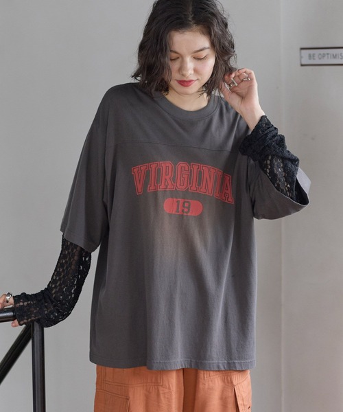 ニコアンド niko and アソートレイヤープリントTシャツチャコール新品 niko and…（ニコアンド） tシャツ アソートレイヤープリントTシャツ