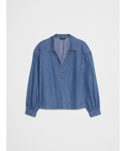 「BANANA REPUBLIC FACTORY STORE」 長袖シャツ S インディゴブルー レディース_画像2