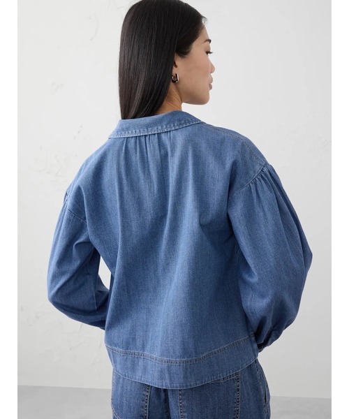 「BANANA REPUBLIC FACTORY STORE」 長袖シャツ S インディゴブルー レディース_画像4