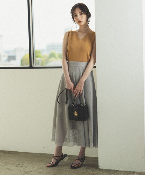 Andemiu スカート メッシュフレアスカート285900 : ZOZOTOWN