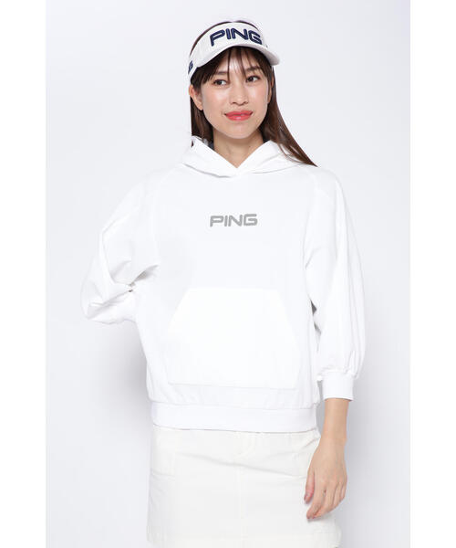 PING ピン 裏メッシュ ジップパーカー ジャケットホワイト系 ゴルフウェア PING レディース ピン アパレル ゴルフウェア 長袖 フルジップ
