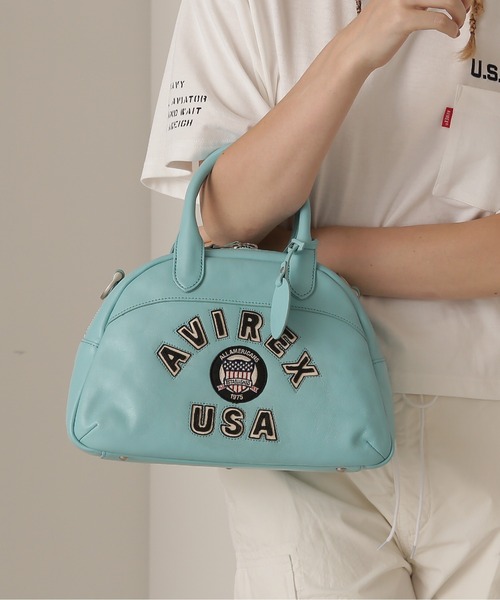 AVIREXバーシティー レザー ミニ ボストンバッグ　極美品 AVIREX ボストンバッグ 「直営店限定」VARSITY LEATHER MINI