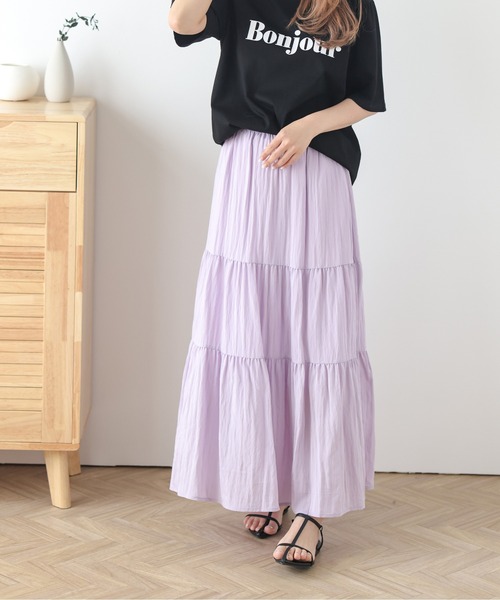 ロング スカート 夏 サテンティアードスカート : ZOZOTOWN Yahoo!店