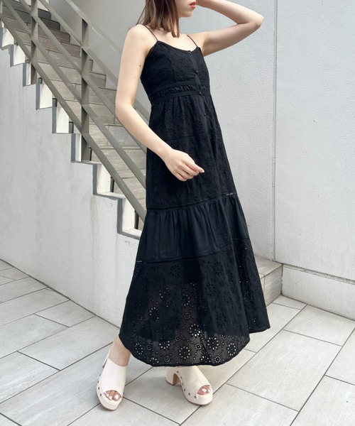Chico ブラック キャミワンピース Chico（チコ）の「サイド開きキャミワンピース（ワンピース
