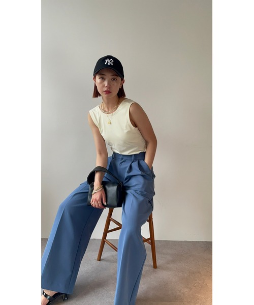 EZBELLE レディース カジュアル ノースリーブ クルーネック ショルダー