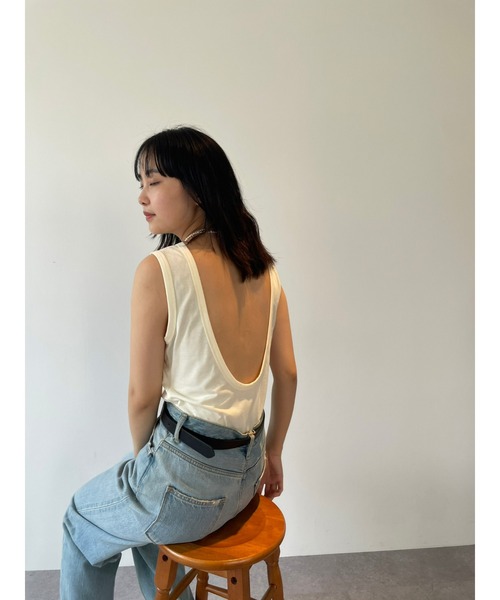 HANNE タンクトップ ノースリーブ オープンバックタンクボディスーツ