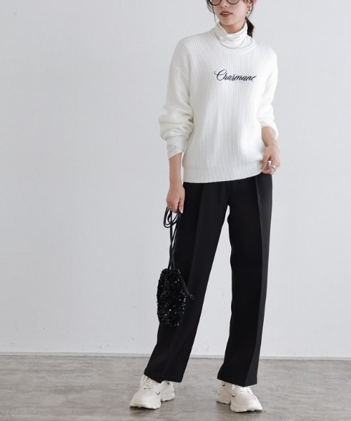 Pierrot（ピエロ） ニット セーター 刺繍ロゴニット レディース