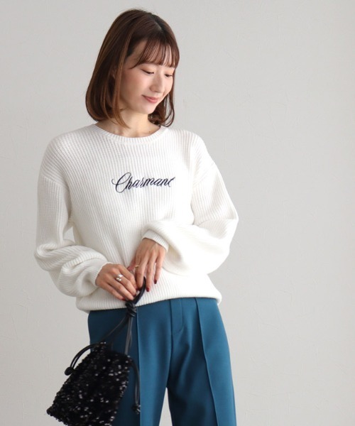 Pierrot（ピエロ） ニット セーター 刺繍ロゴニット レディース