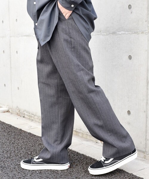 SHIPS any スラックス any: 「洗濯機可能」ウールライク ノープリーツ