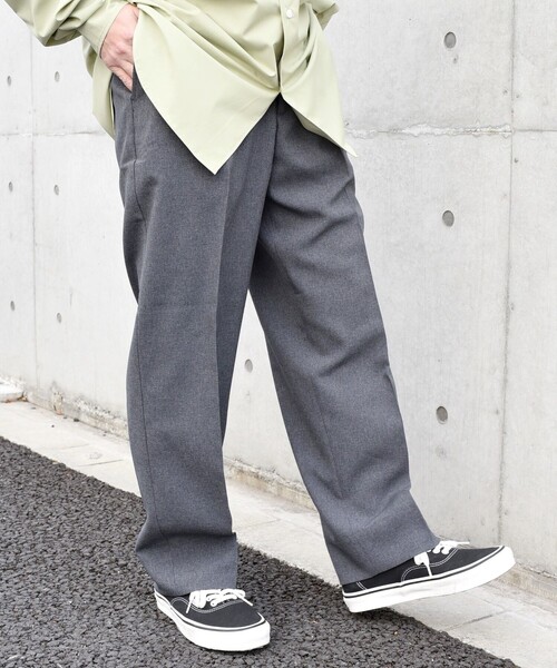 SHIPS any スラックス any: 「洗濯機可能」ウールライク ノープリーツ