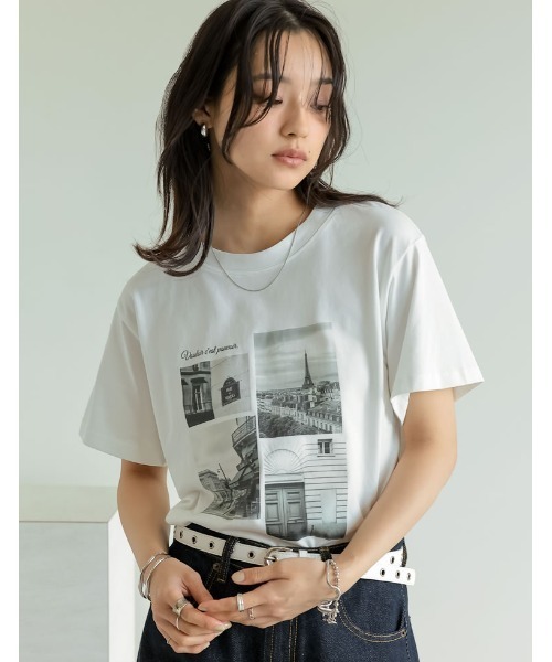 フォトtシャツ（レディースファッション）（色：ブラック系