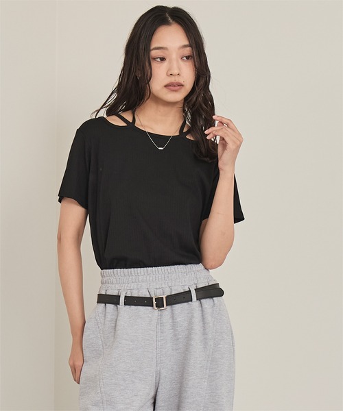 miette（ミエット） tシャツ 半袖 ストラップデザイントップス