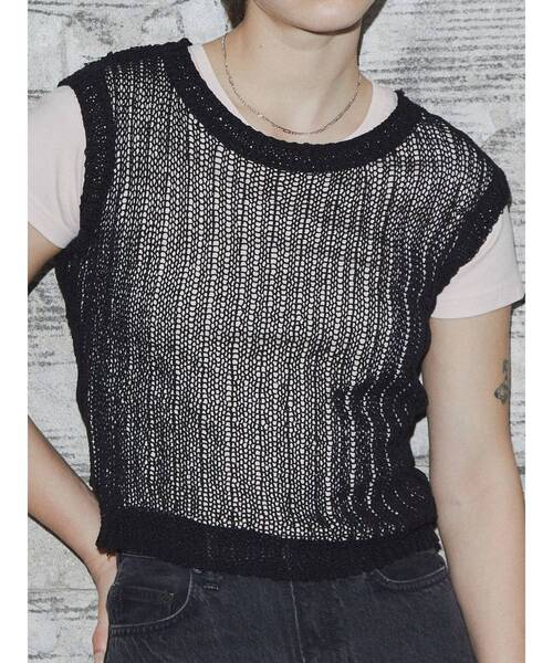 タンクトップ ノースリーブ 「VEQUM」MESH KNIT TANKTOP レディース VEQUM タンクトップ ノースリーブ 「VEQUM」MESH KNIT TANKTOP