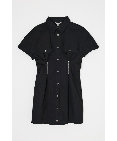 MOUSSY WAIST ZIP UP ドレス 黒 半袖 ミニワンピース MOUSSY ワンピース WAIST ZIP UP ドレス : ZOZOTOWN Yahoo!店